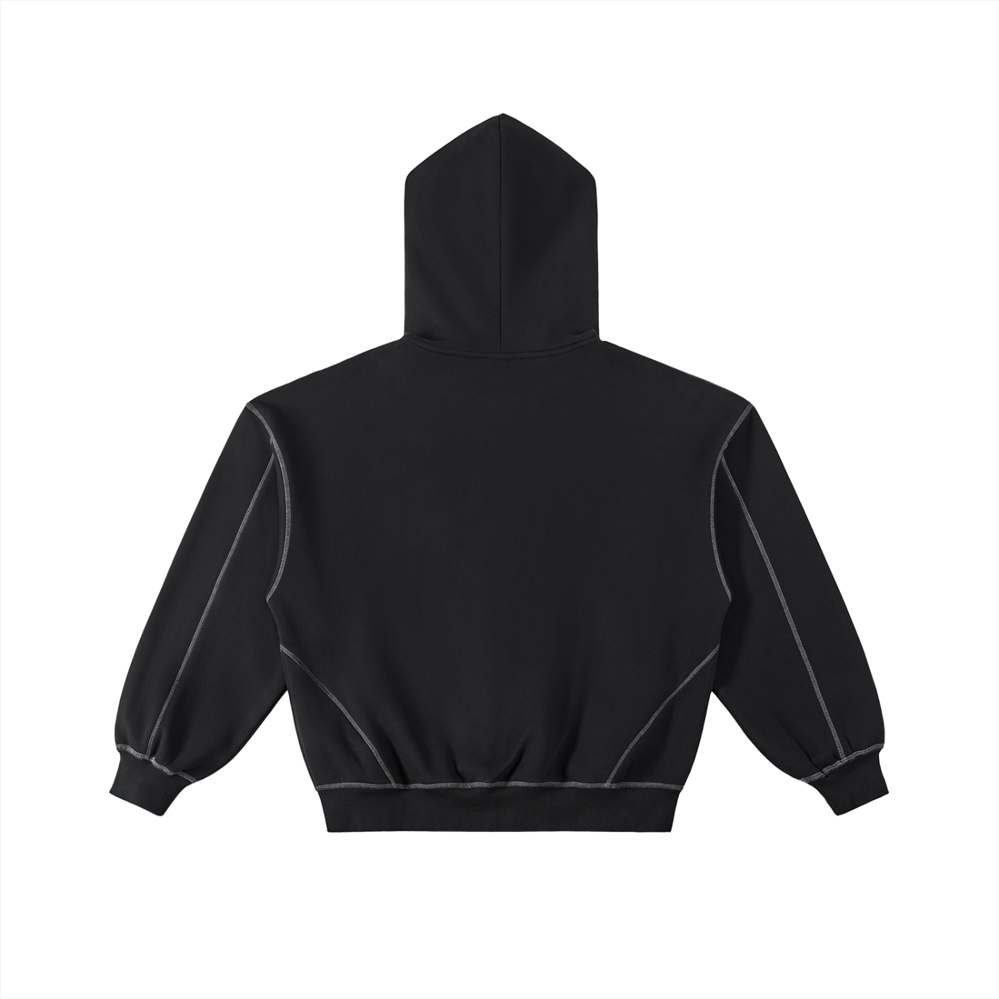Thire' Random Contrast-Stitched Boxy Fleece Zip Hoodie