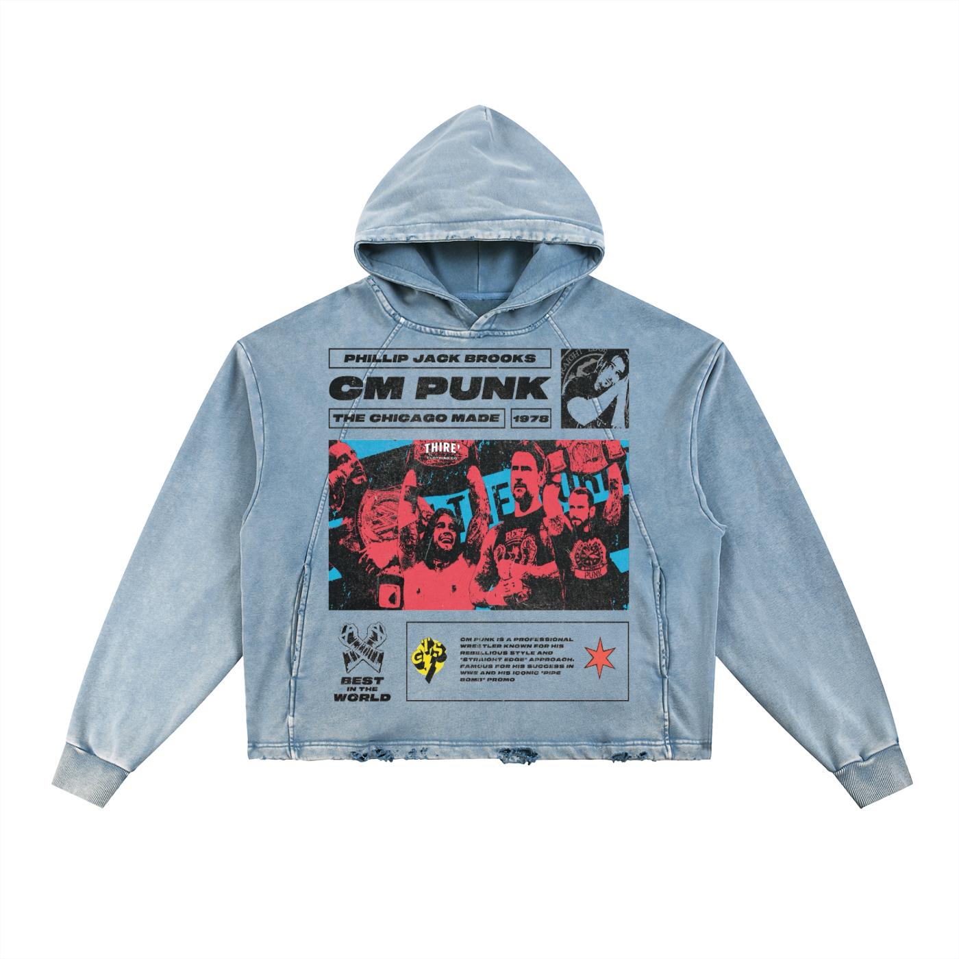 Thire' Punk Frayed-Hem Hoodie